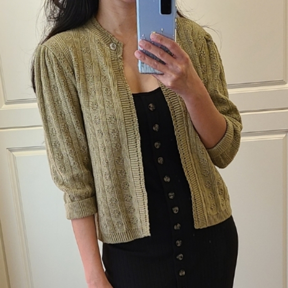 Vintage One Buttton Open Front Cardigan - Picture 2 of 5